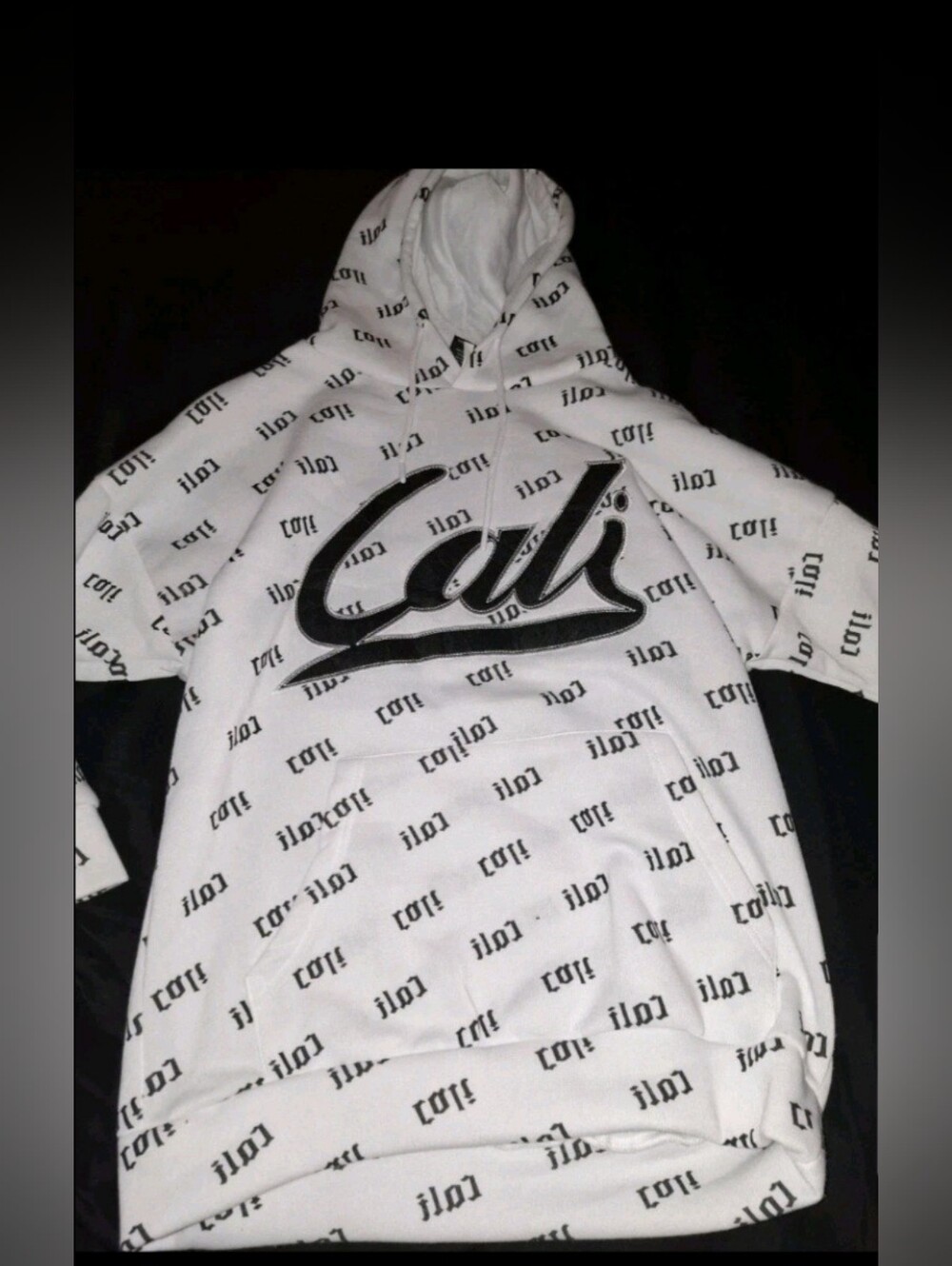 Original Deluxe White & Black Script Logo Crewneck Hoodie